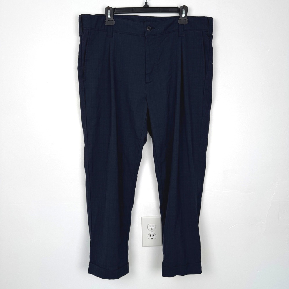 Carhartt WIP Taylor Pant Navy Blue Plaid Wool Blend Tapered Trousers Mens 36x26